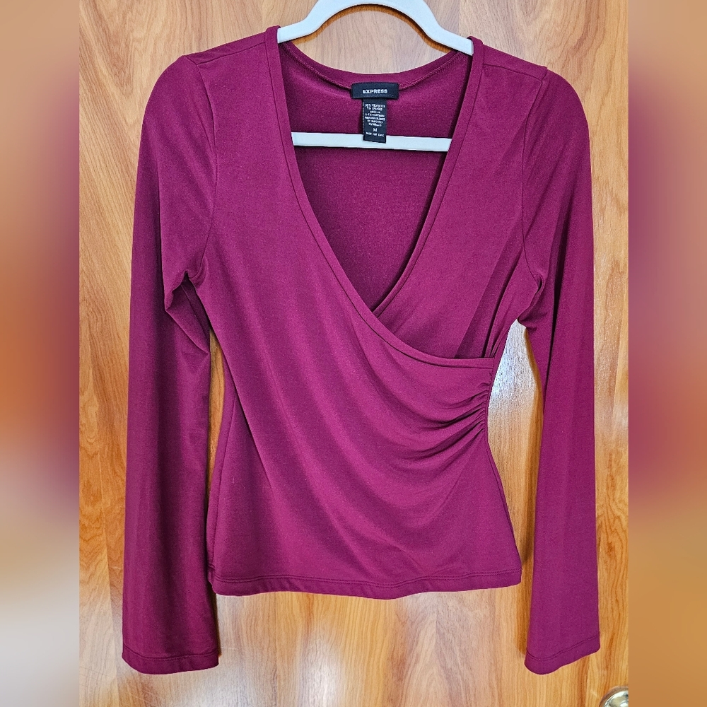 Express Rich Pink Wrap Top